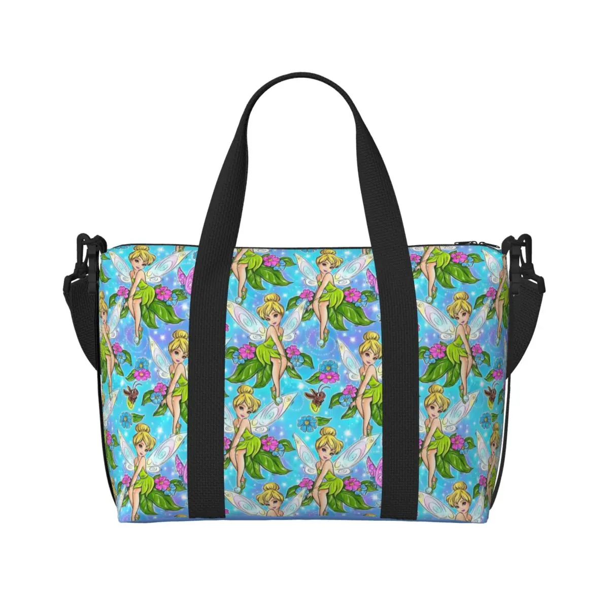 

Пляжная большая сумка Tinker Bell на заказ, женская очень большая спортивная ручная кладь, дорожные сумки для покупок в стиле феи аниме