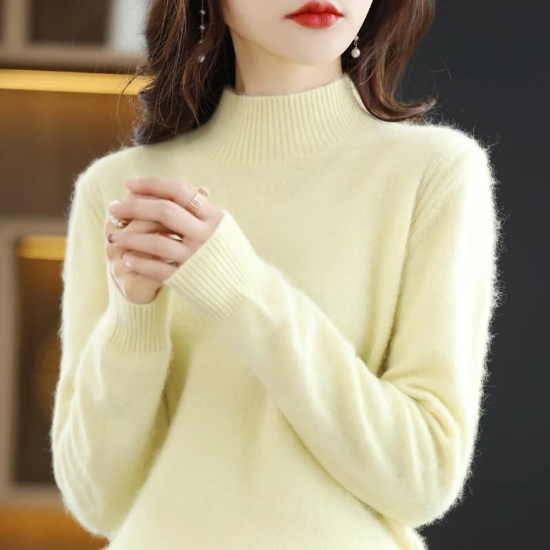 

Warm and soft origin direct selling mink sweater autumn and winter sweater women's pullover half-height split sweater