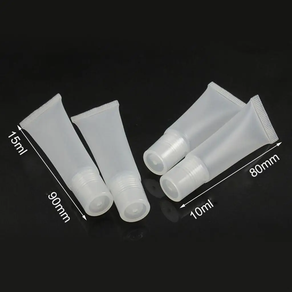 20 Packs 10ml 15ml Soft Empty Tubes, Refillable Mini Clear Lip Gloss Balm