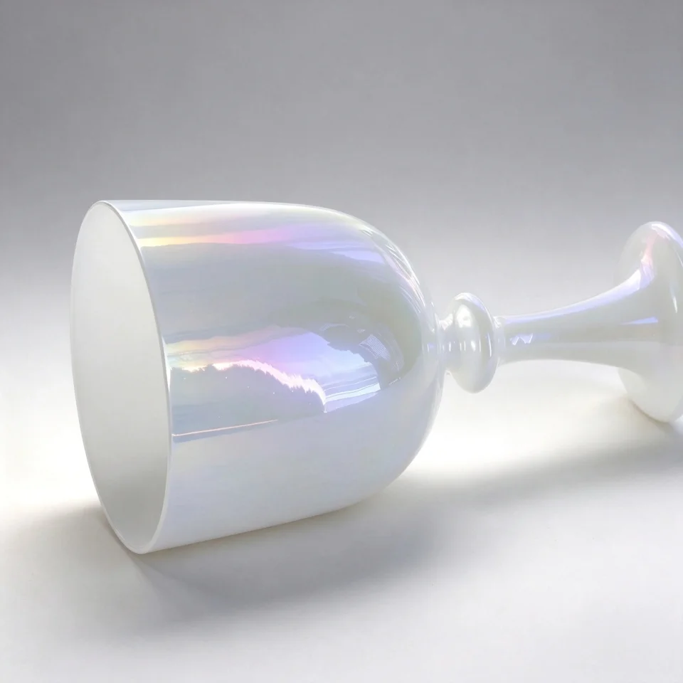 Pearl White Rainbow Aura Crystal Singing Chalice Grail Bowl High Purity Quartz Sound Bath Bowl With Free Hollow Felt Mallet