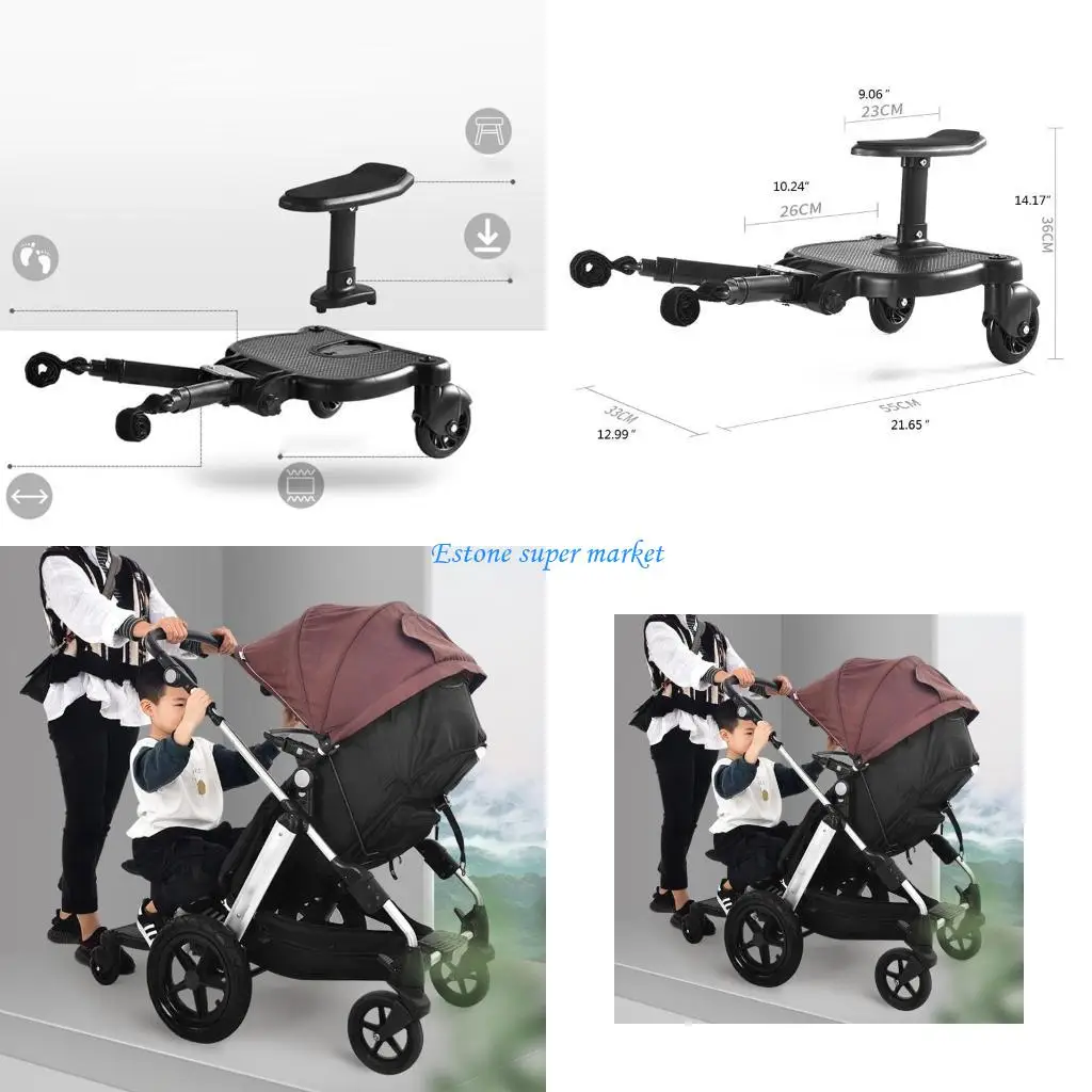 090B Fashion Children Stroller Pedal Adapter Second Child Auxiliary Trailer Twins Scooter Hitchhiker Kids Standing Plate