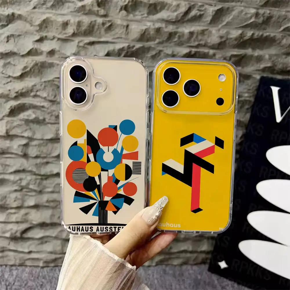 

Geometric Bauhaus art Phone Case For iPhone 17,16,15,14,13,12,Pro,Max,Plus,E,SE4,Air,Mini Transparent Cover