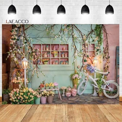 Laeacco Flower Shop Backdrop Rose Spring Scenery Girls Birthday Party Baby Shower Portrait Photography Background Photo Studio