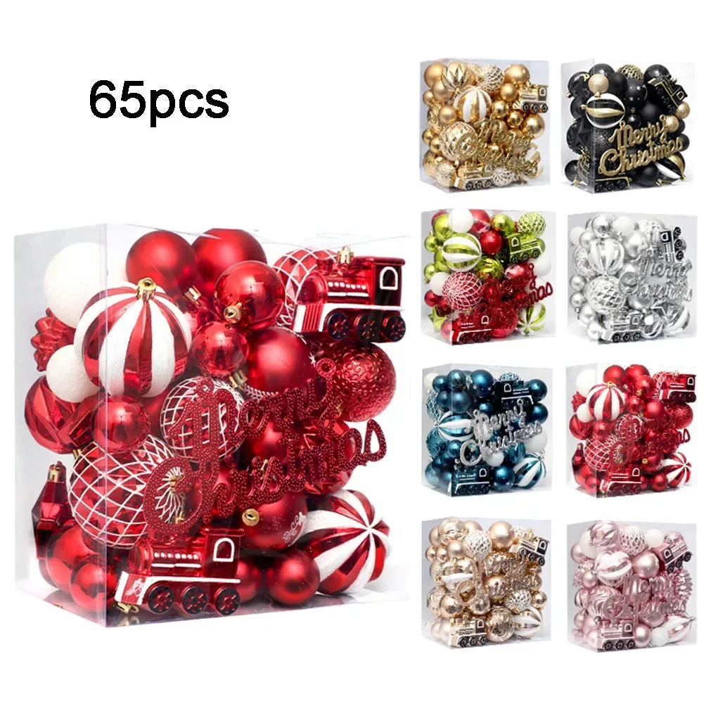 

65pcs Christmas Ball Christmas Ornaments Painted Christmas Ball Set Hanging Ornaments Christmas Supplies Christmas Decorations