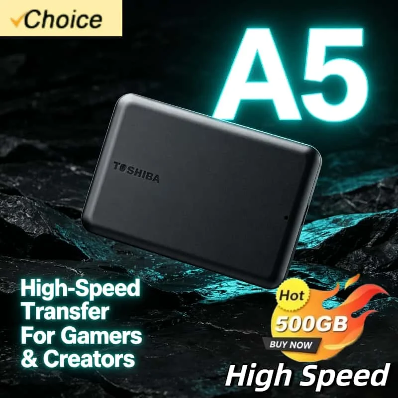 OEM For Toshiba A5 Series Small Black 2.5 Inch Portable HDD USB 3.2 Gen1 High Speed for Apple Mac 1TB Supreme Original Premium