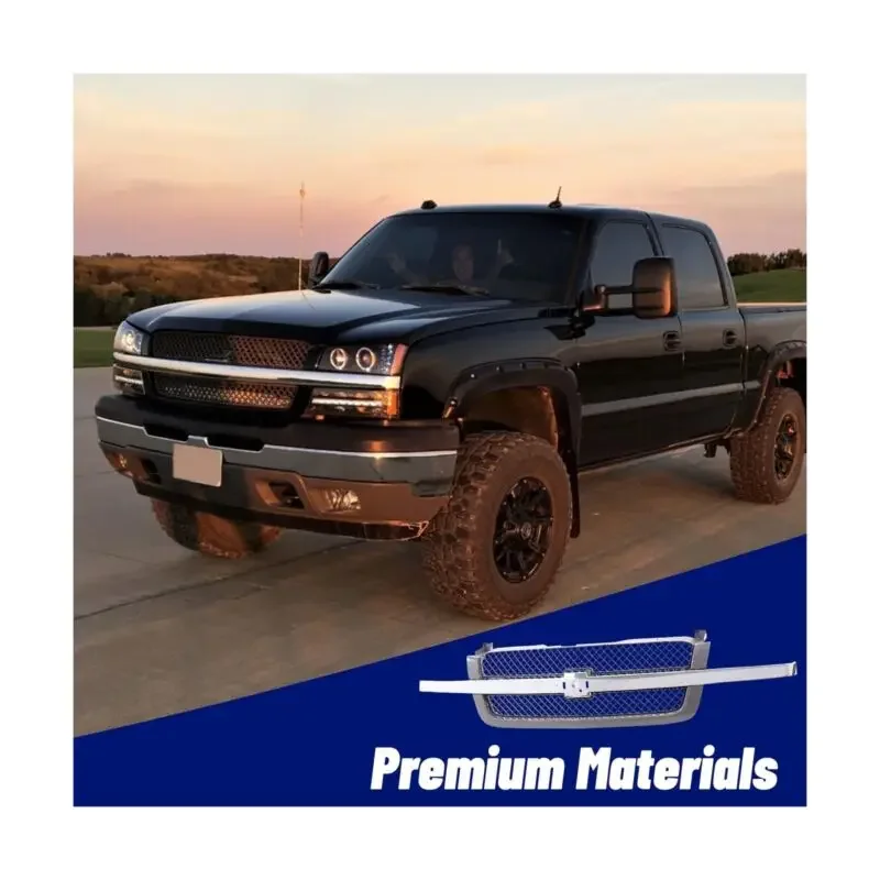 Front Grille Grill All Chrome Compatible With 2003-2007 Chevy Silverado 1500 1500HD 2500 2500HD 3500 Classic GM1200514