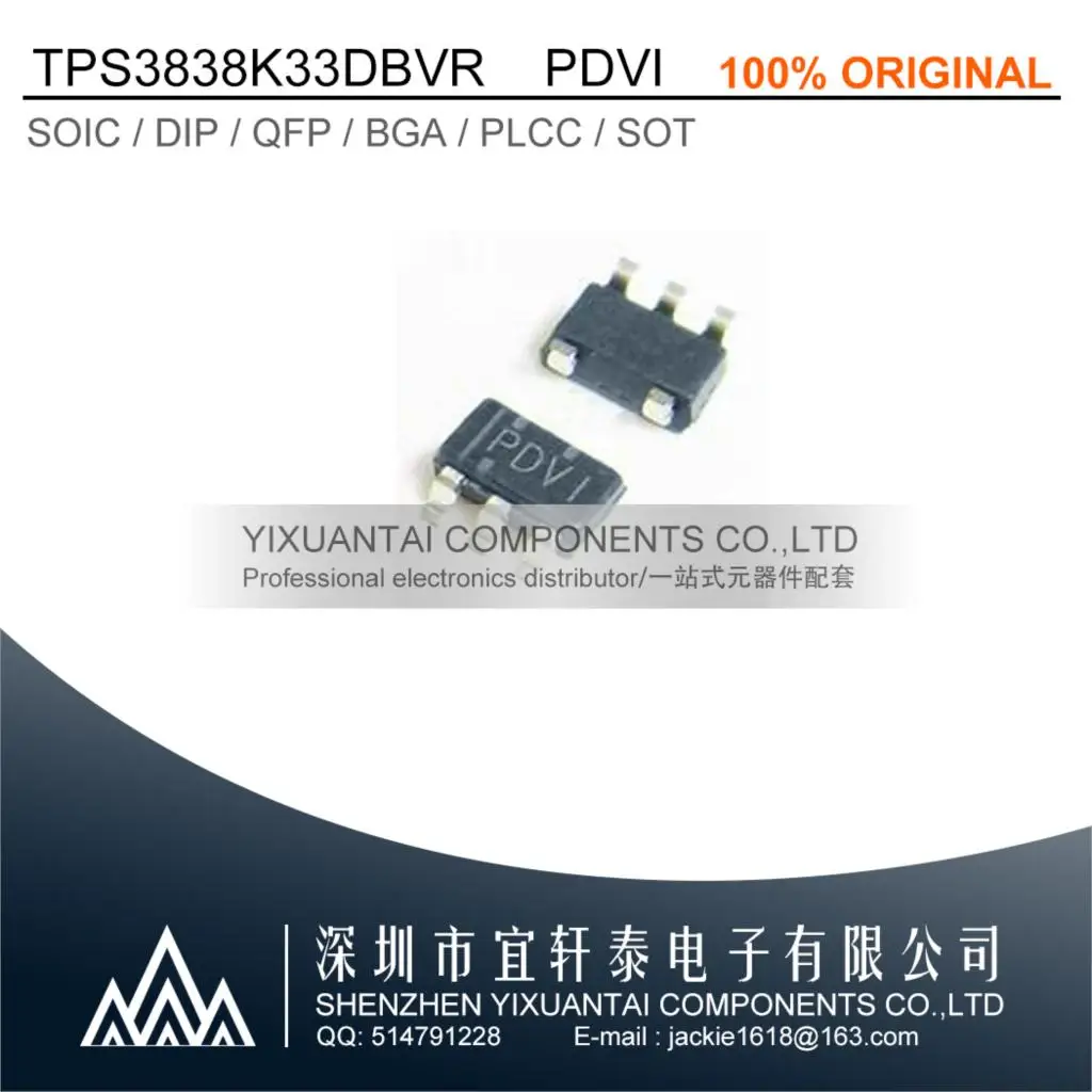 5pcs/lot TPS3838K33DBVR  TPS3838K33  3838K33  Marking:PDVI IC SUPERVISOR 1 CHANNEL SOT23-5 New Original