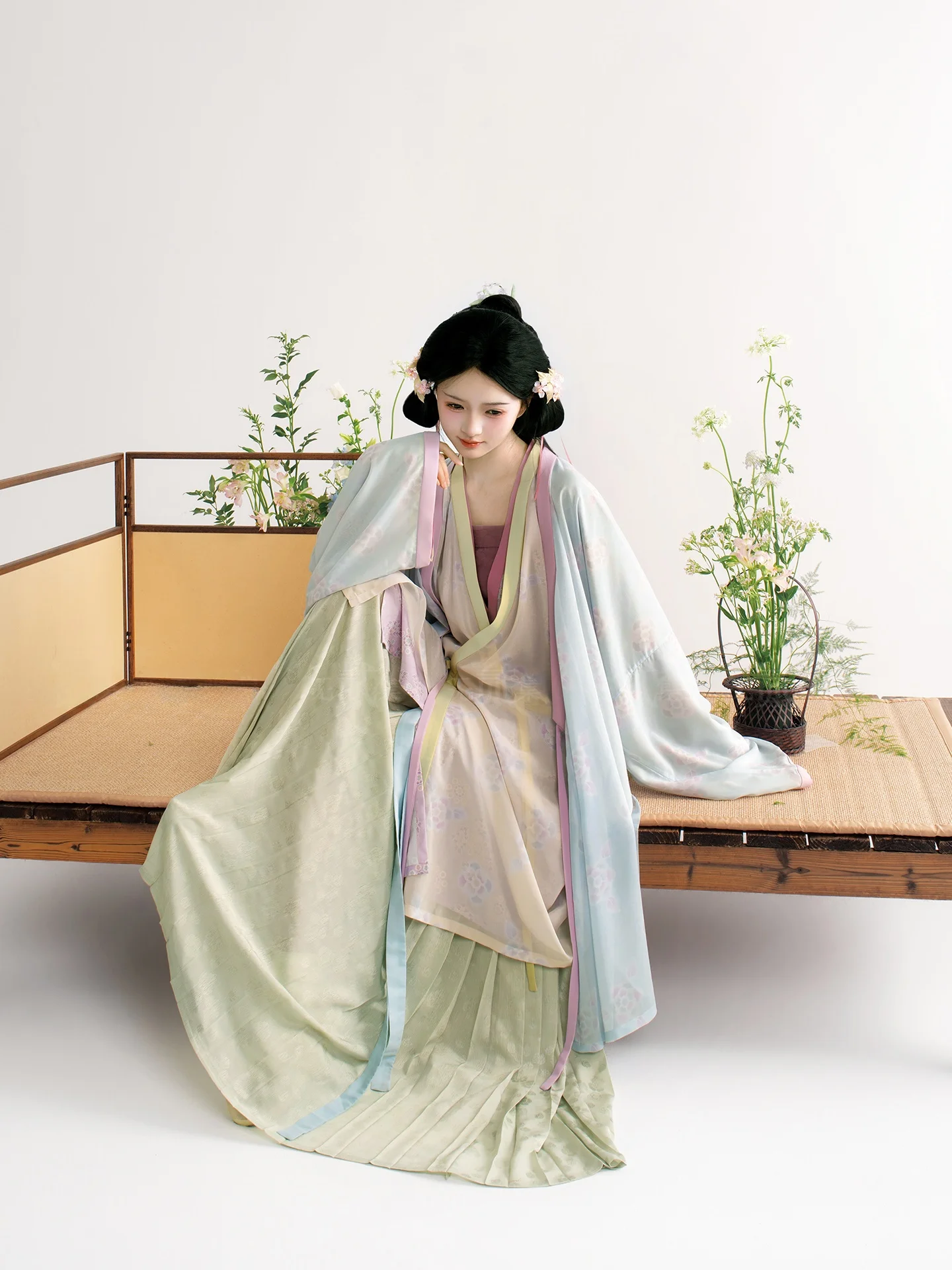 Original Hanfu Long Shirt Pleated Skirt Straight Hemline Jin Dynasty Style Daily Wear National Style Adult Women's Clothing
