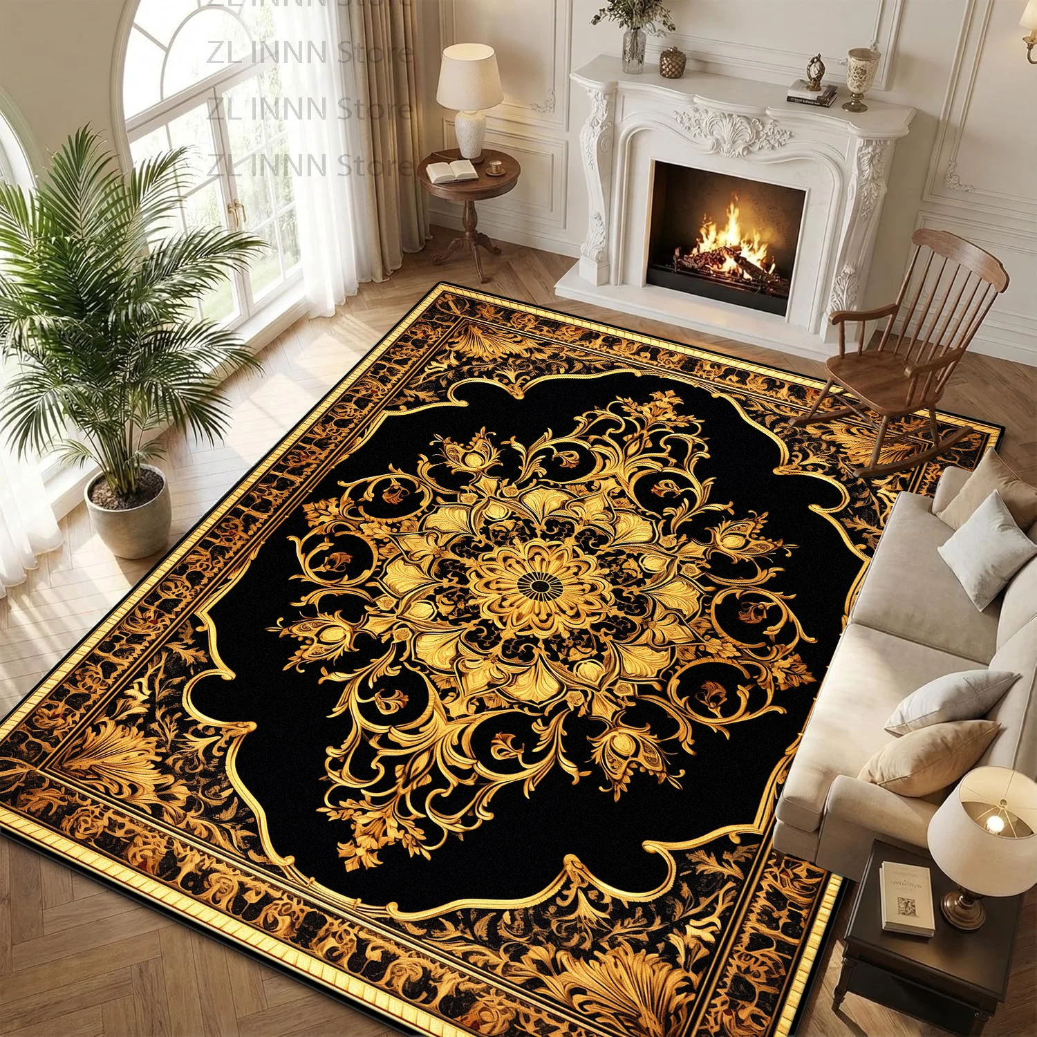 European Light Luxury Style Living Room Carpet Soft Plush Cover Non-slip Large Area Rugs Washable Foldable Decoration Home Mat