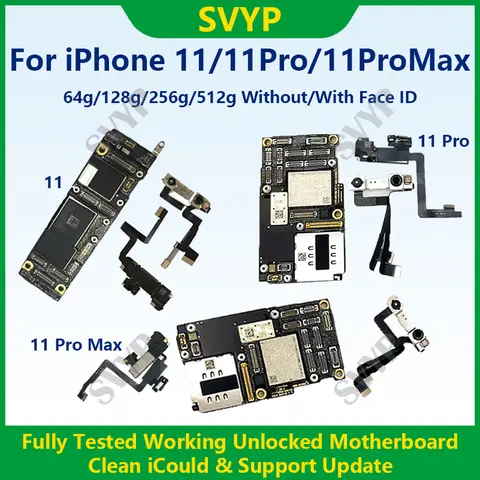 Placa base auténtica completamente probada para iPhone 11 Pro Max 64g/256g placa base desbloqueada con identificación facial limpia iCloud envío rápido