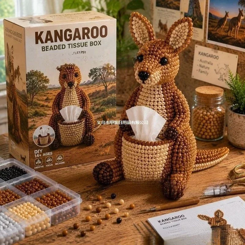 Animal Tissue Box DIY Beaded Kit Whimsical Napkin Holder Craft Set For Kids And Adults Home Table Decor Birthday Christmas Gift