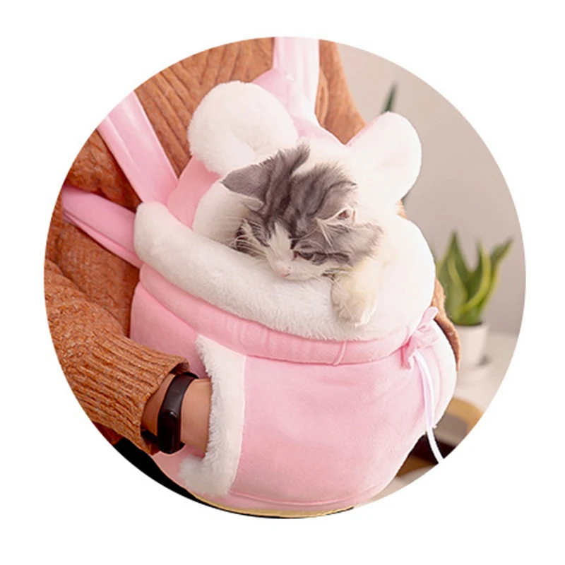 Pet Carrier Bag Small Cat Dogs Backpack Winter Warm Soft Plush Carring Pets Cage Walking Outdoor Travel Kitten Hanging Chest Bag