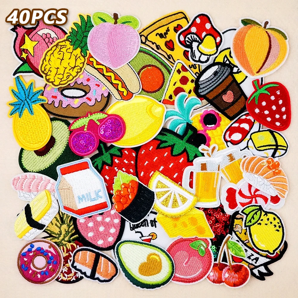 

40Pcs Peach Sushi Iron on Patch Embroidery Clothes Apparel Decoration Appliques Sewing Repair Clothing Holes Decorate Patches