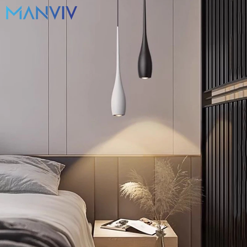 Modern Pendant Lights 6W Touch Switch Adjustable Height LED Chandelier Indoor Aluminum Hanging Lamp Bedroom Bedside Cafe Hotel