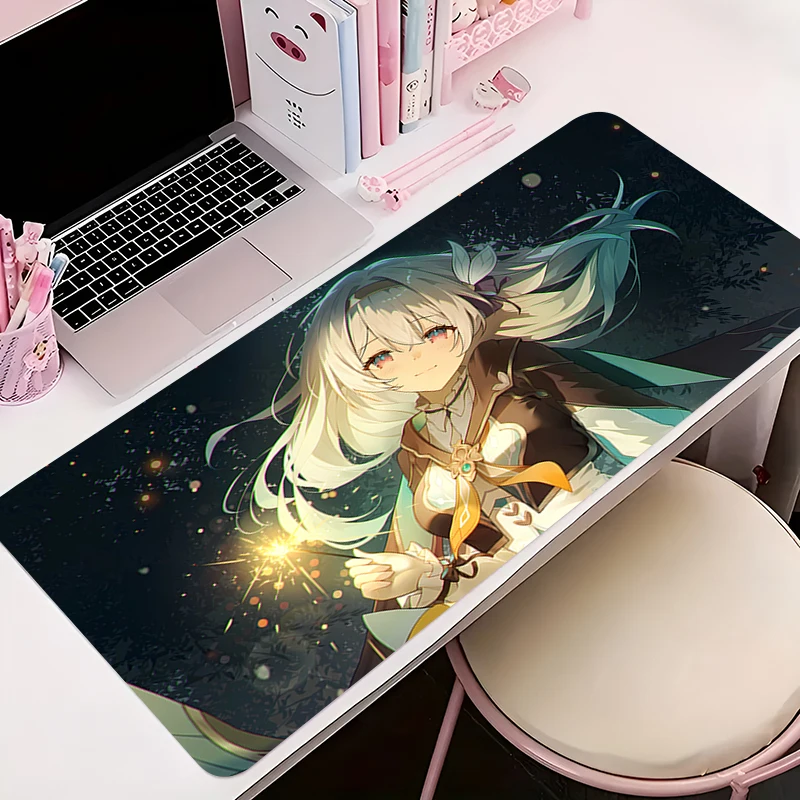 

Mouse Pad Anime Non-Slip Rubber Mousepad Soft Desk Mat Gaming PC Accessories Large Gamer H-honkai Star Rail Firefly Keyboard Mat