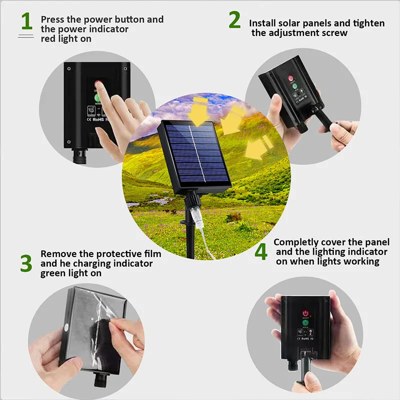 أضواء خرافية صغيرة LED تعمل بالطاقة الشمسية لشجرة عيد الميلاد ، ديكور للحديقة ، خيط ، سلك نحاسي ، إضاءة حفل الزفاف ،