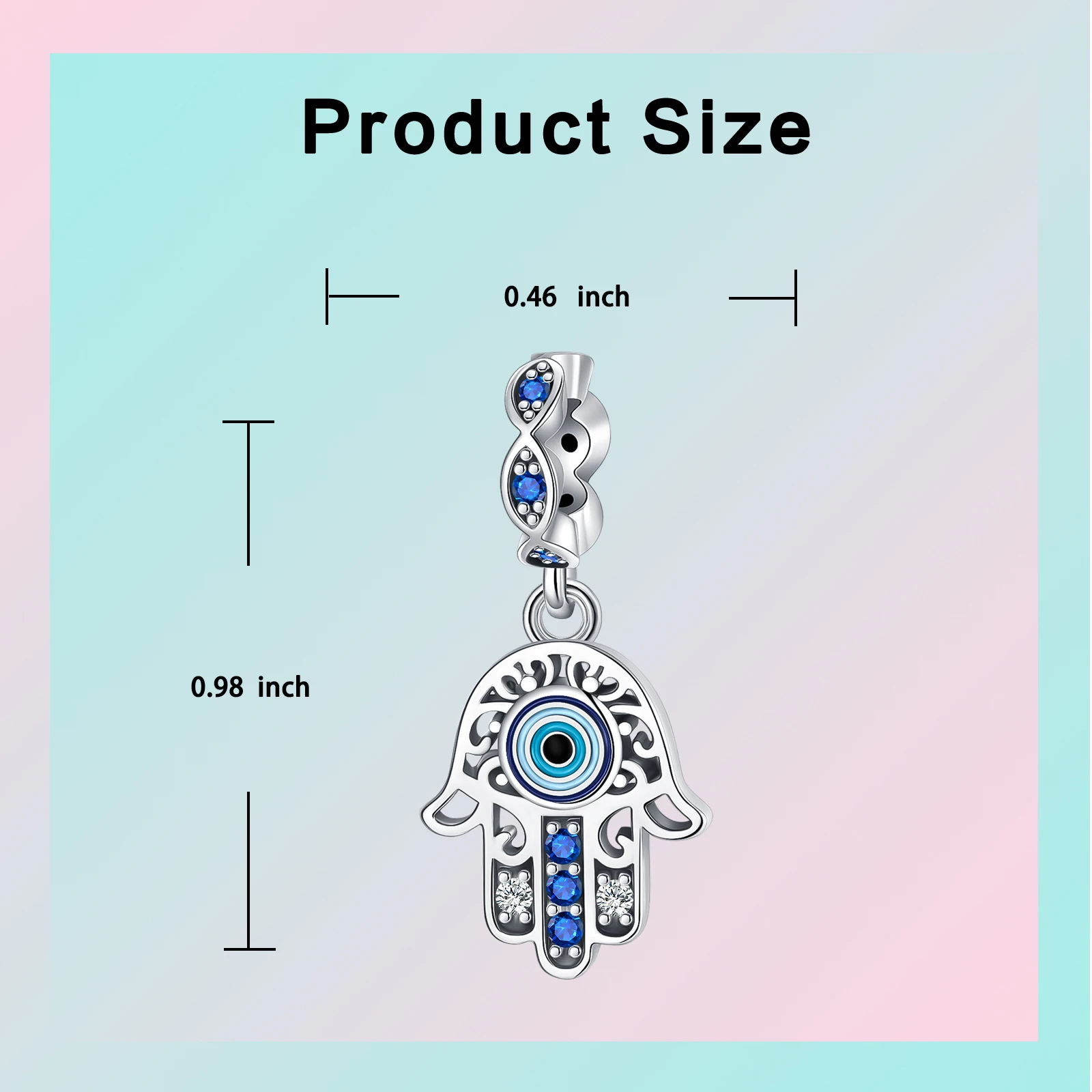 925 Sterling Silver Hand Eye Diamond Blue Pendant Charm Fit Original Pandora Charms Bracelets Women DIY Jewelry Gift making