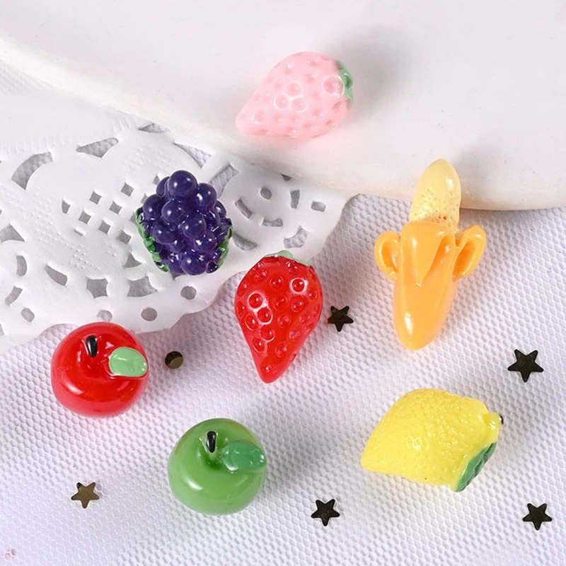 10PCS/Bag Miniature Simulation Fruit Dollhouse Toy Mini Cute Fruit Model Jewelry DIY Accessories Micro Landscape Ornaments Gifts