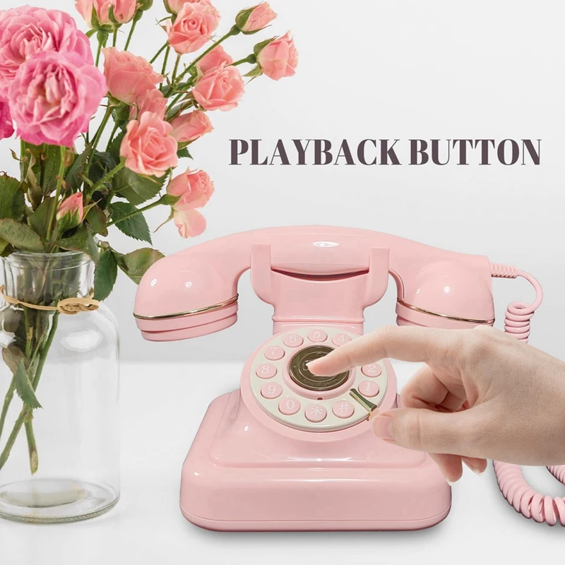 

telephone European Retro Wedding Audio Message Book Birthday Voice Blessing Message Decoration Phone Voice Guest Book Phone Pink