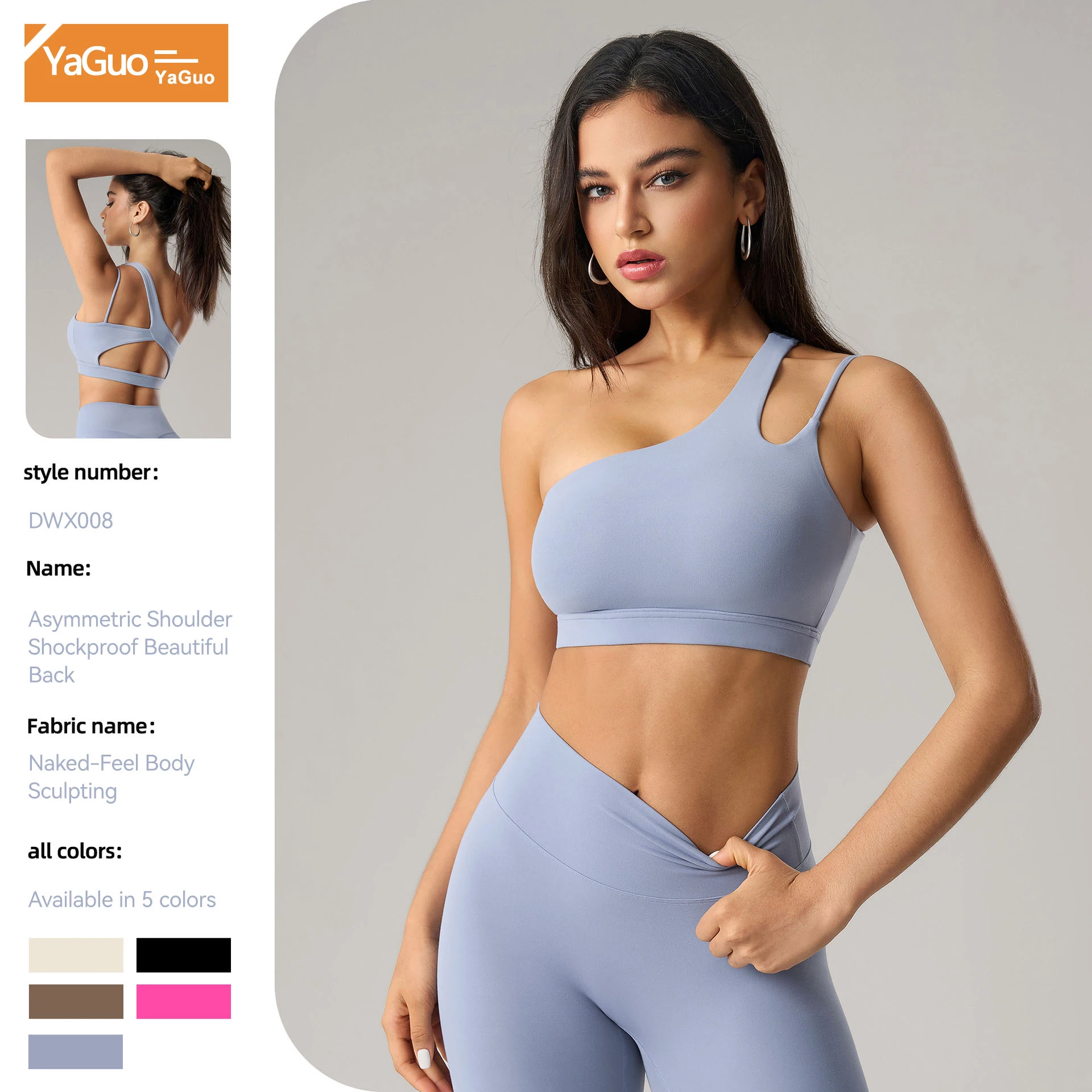 

Slanted one-shoulder yoga bra-beautiful back sports lingerie-irregular shoulders-running fitness vest
