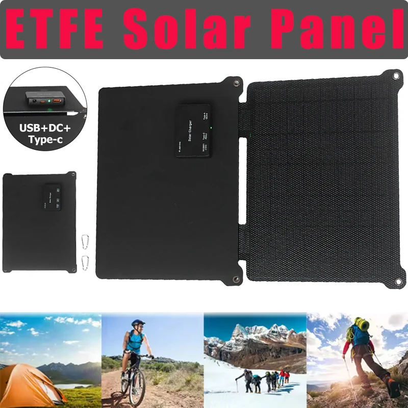 

Гибкие солнечные панели 100 Вт/м2, складные зарядные устройства USB DC Type-C с выходом Power Bank для телефона, кемпинга, солнечной быстрой зарядки