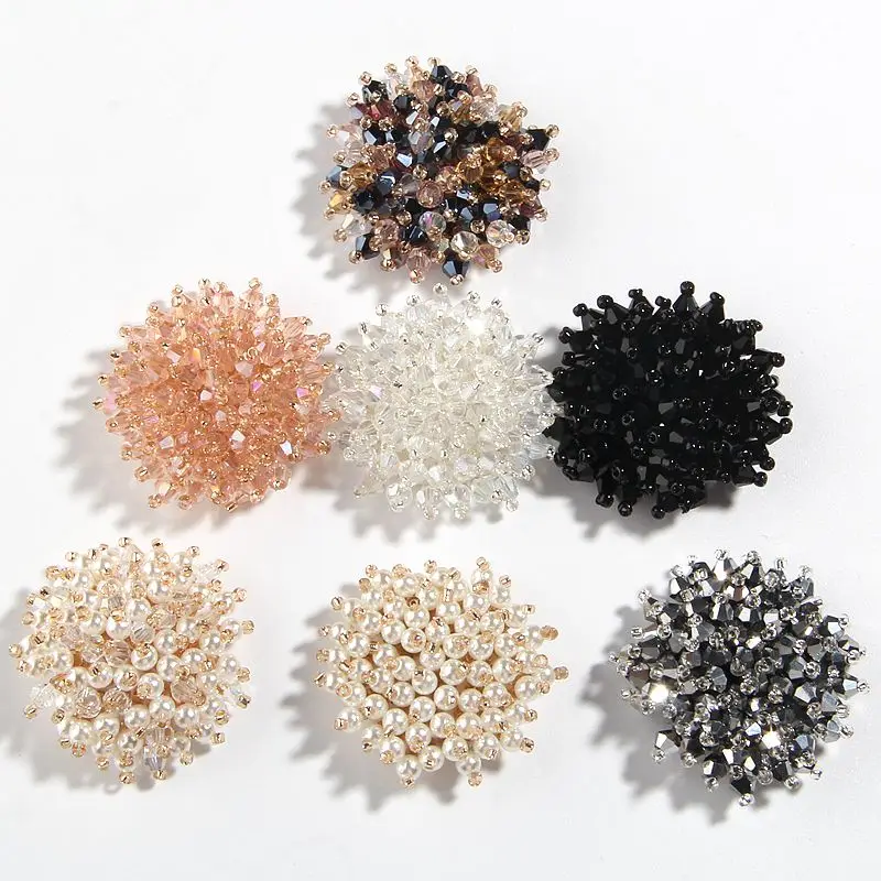 1.4 inch 3.7CM Crystal Rhinestone Buttons Embellishment For Cloth Shoes Bags Decoration Bead Applique Button Sew On Craft Patch
