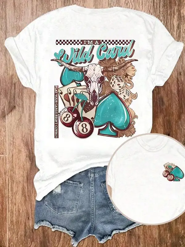 

Women's Letter Print Round Neck Graphic Tee, Casual Short Sleeve T-shirt for Daily Wear, Ladies Clothes for All Seasons