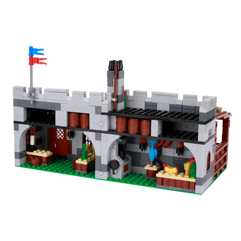 MOC Medieval Castle Burg Building Blocks Set Prison Van Bonfire Ancient Wall Bread Oven Stable Church DIY Bricks Toys Boys Gift