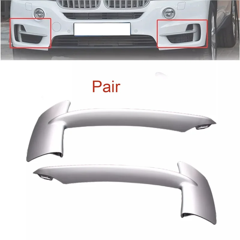 زوج جديد من المصد الأمامي السفلي غطاء الكسوة مناسب لسيارات BMW X5 2014-2017 فضي