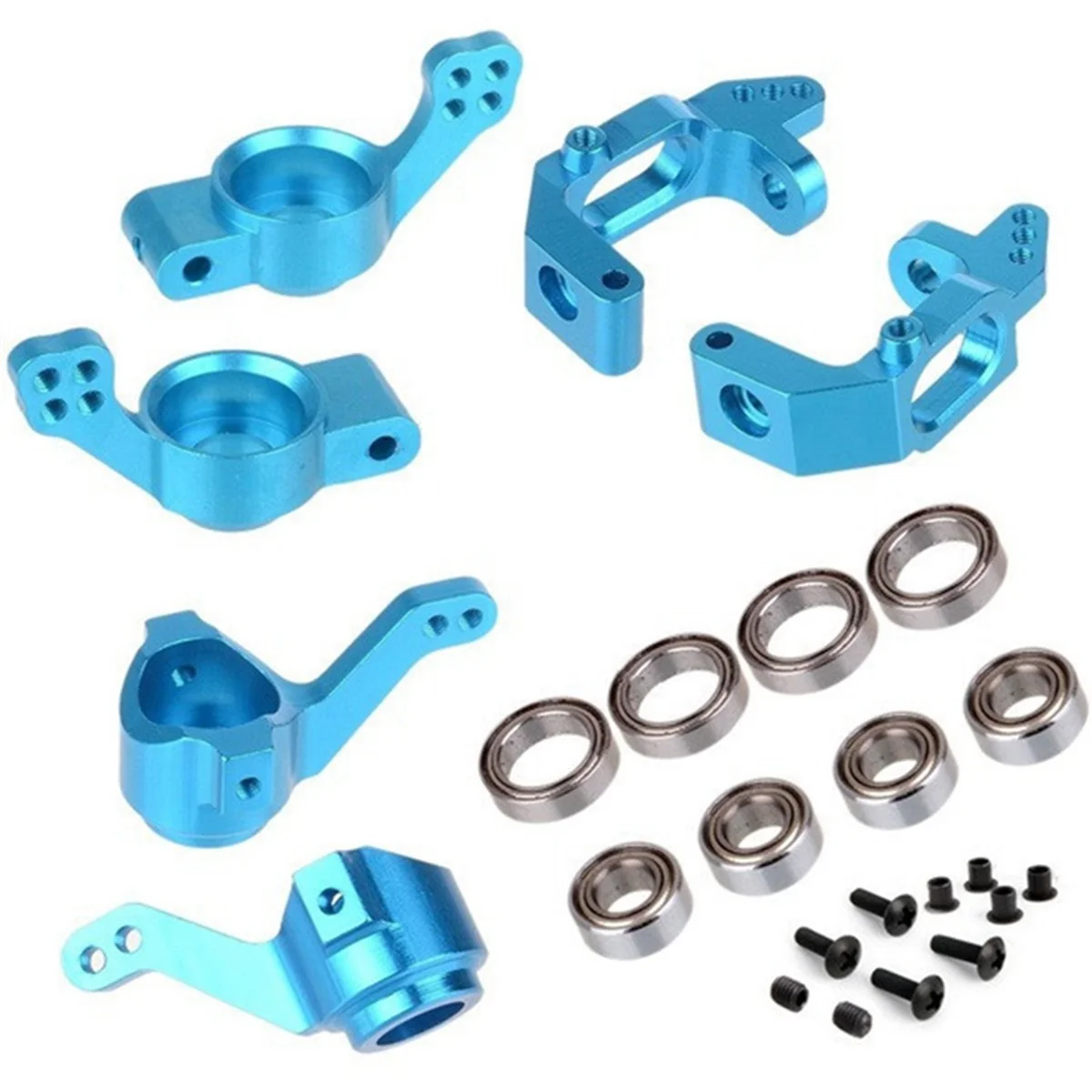 3X for 1/10 94123 94111 Upgrade Parts 102010 102011 02013 Ball Bearing Aluminum Alloy Steering Hub Mount Set,Blue