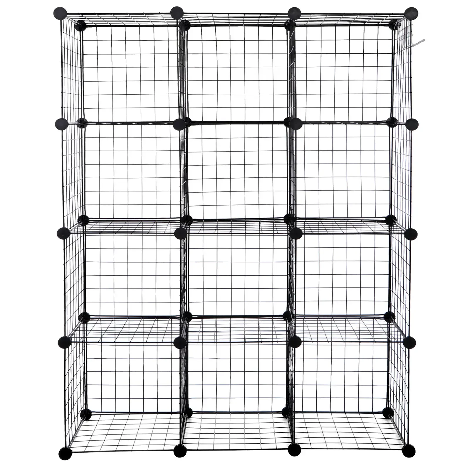 12 Cube Storage Rack Organizer Kitchen Bedroom Shelving Metal Wire Shelves Black