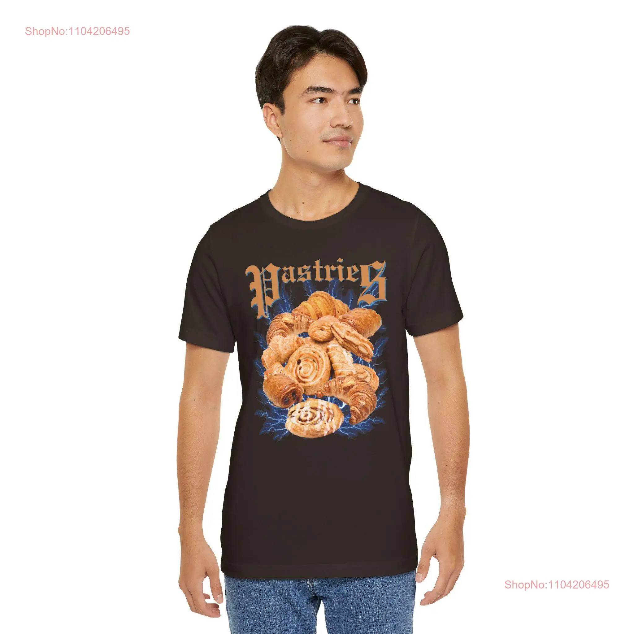 Bootleg Gebäck T-Shirt Jersey Croissant dänische Pan au Chocolat Brioche Muffin Pie Macaron Gebäck lange oder kurze Ärmel