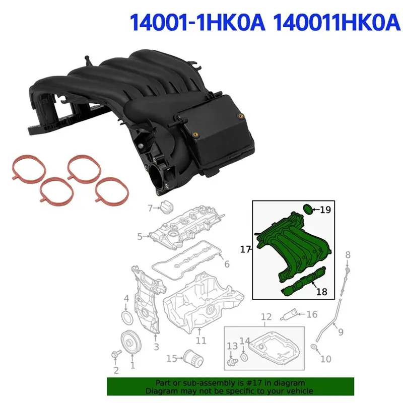 AEA6-New 14001-1HK0A Intake Manifold For Nissan Micra 15-19 Versa 12-15 Versa Note 14-16 L4 1.6L Engine Manifold 140011HK0A