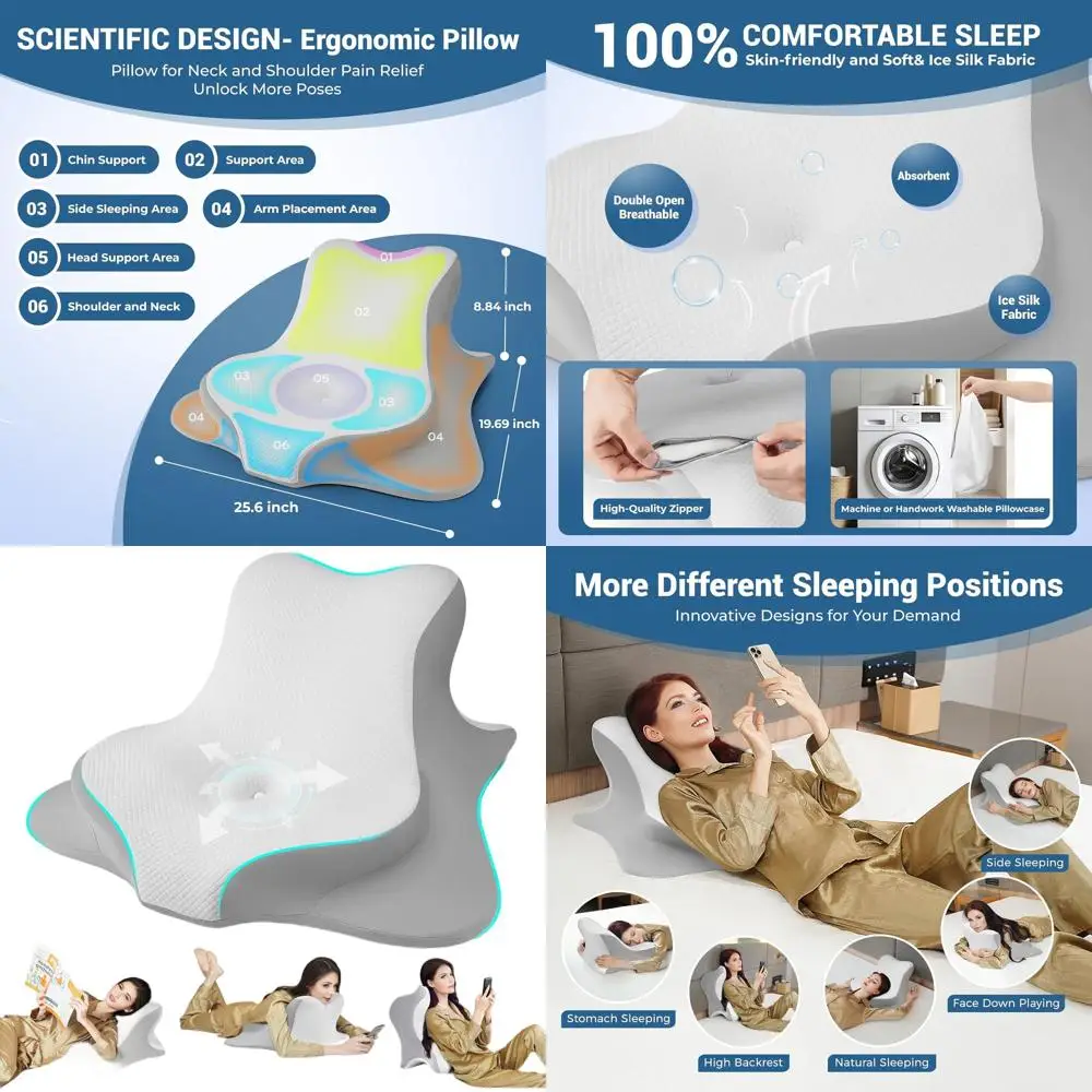 

Memory Foam Bed Wedge Pillow for Reading, Lying, and Propping Up - Ergonomic Support for Head, Chin, and Back on Bedrest, Couch,