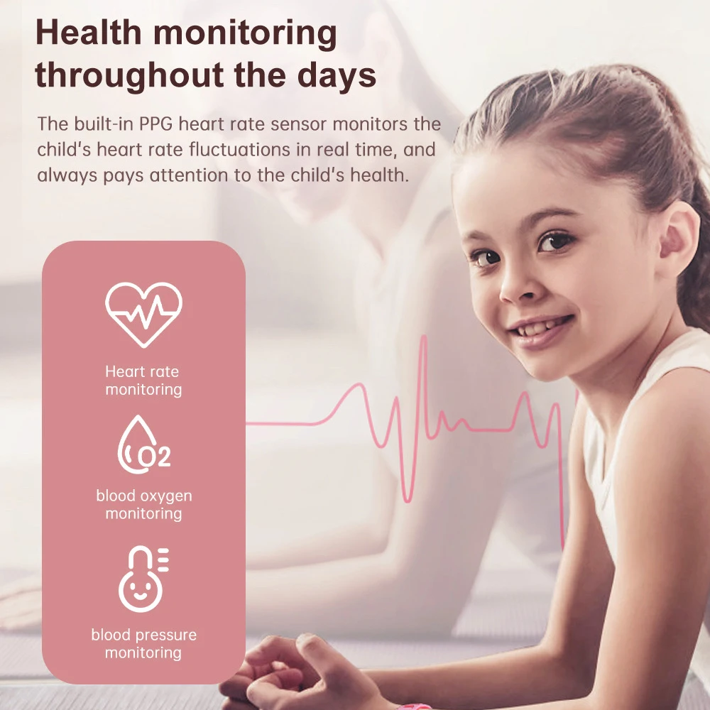 2023เด็กแบบใหม่บลูทูธสมาร์ทวอท์ช1.2 "นาฬิกาออกกำลังกายอัตราการเต้นของหัวใจกันน้ำเตือนข้อมูลนาฬิกาอัจฉริยะสำหรับเด็ก