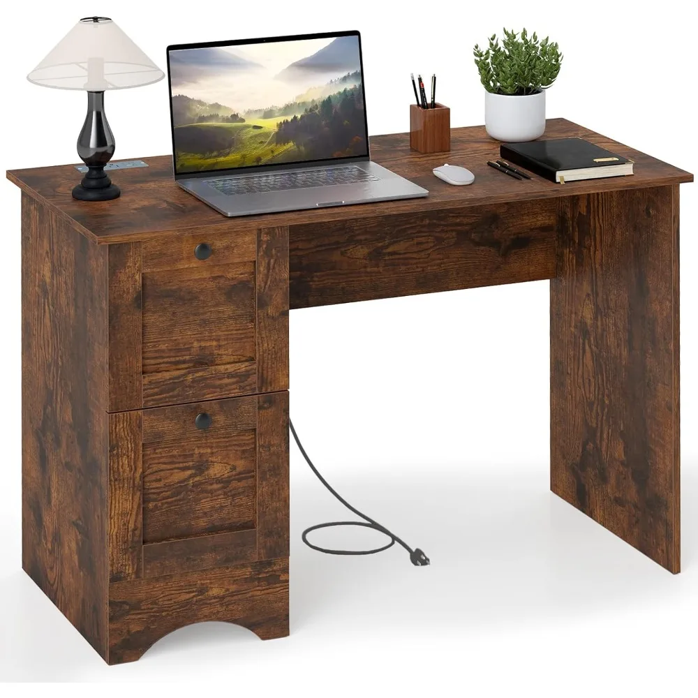 

Винтажный компьютерный стол с ящиками, белый стол с выдвижной полкой для клавиатуры, рабочий стол с местом для хранения для домашнего офиса