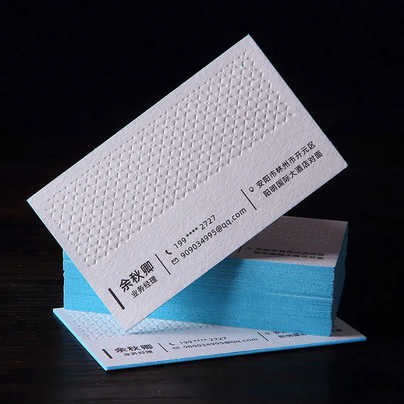 Tarjetas de visita personalizadas, cartón colorido negro, borde estampado en caliente, borde rosa, tarjeta de visita amarilla, papel de algodón en relieve