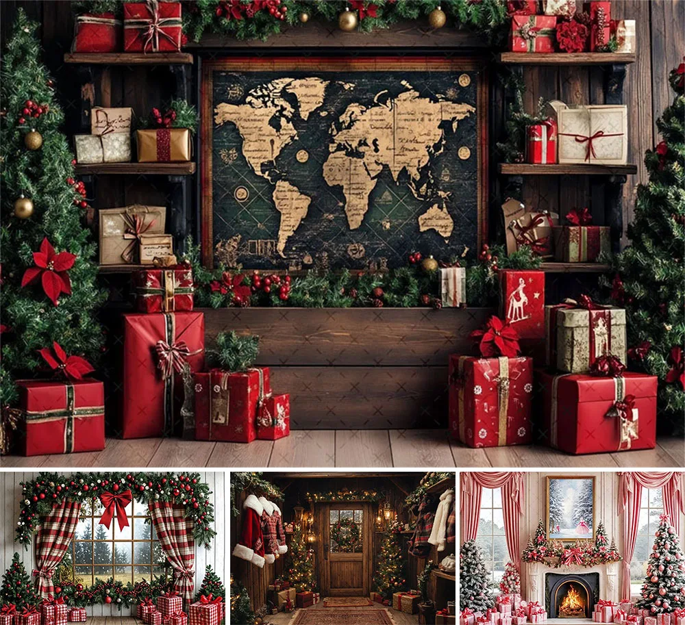 Фон для фотосъемки Mehofond, рождественский домашний камин, окно, подарок, рождественская елка, детский семейный портретный декор, фон для фотостудии