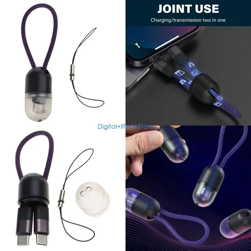 E06D High Efficiency 240W USB C Charge Cable Quickly Charge and Syncing Cord with Threaded Connectors for Secures Fit 0.2m