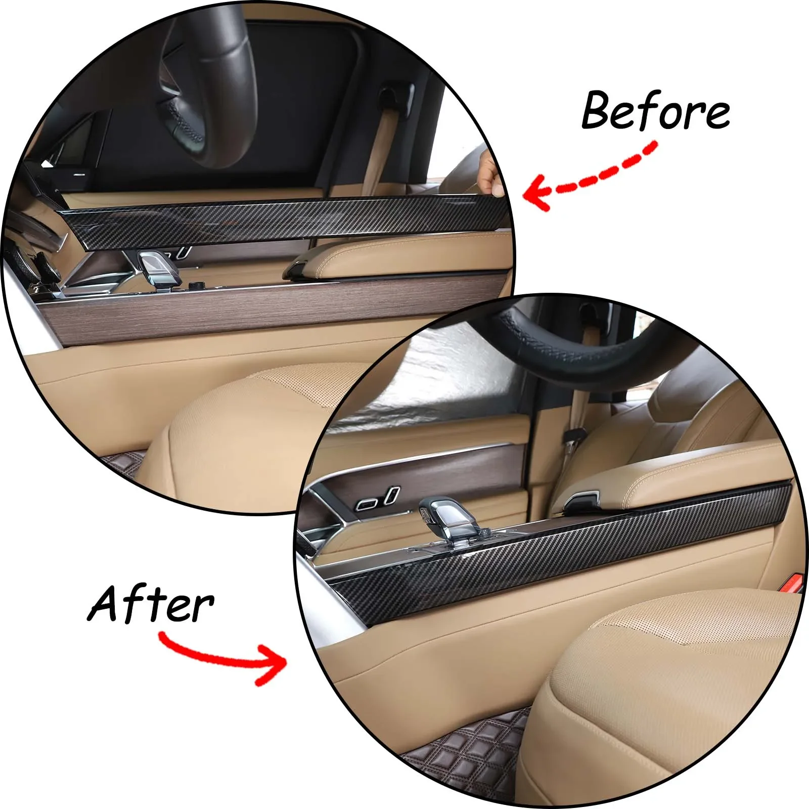 Car Center Console Side Decorative Strips Cover For Land Rover Range Rover Vogue 2023+ ABS Carbon Interior Trim Accessories