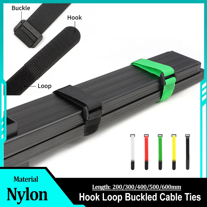 5~100pcs Reusable Hook and Loop Cinch Cable Ties Securing Straps Plastic Buckled Adjustable Nylon Fastening Cable Straps