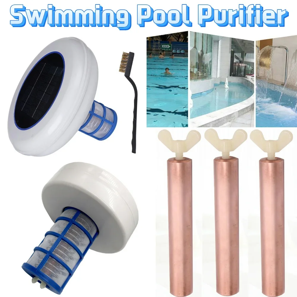 Ionizador Solar para piscina, purificador de agua para piscina de iones de plata y cobre, ionizador para piscina de mata algas para reemplazar el ánodo de cobre Solar