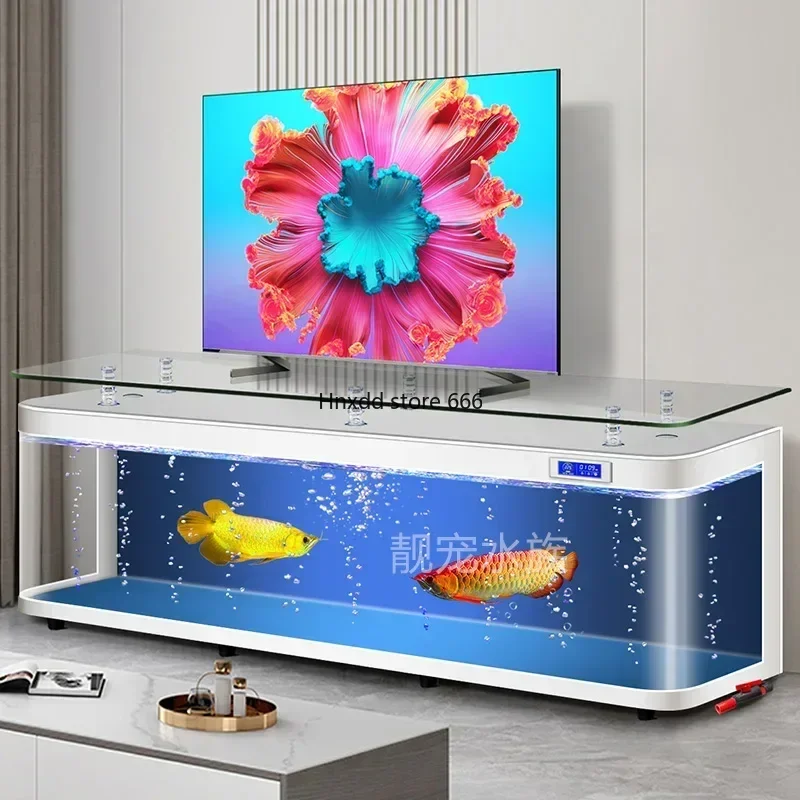 

Living Room Home TV Cabinet Fish Tank Aquarium Ecological Change Water Floor Glass Fish Globe