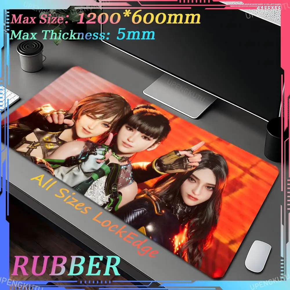 S_Stellar Blade anime HD mousepad large starry sky keyboard pad with lock edge computer game player desk pad lock edge mouse pad