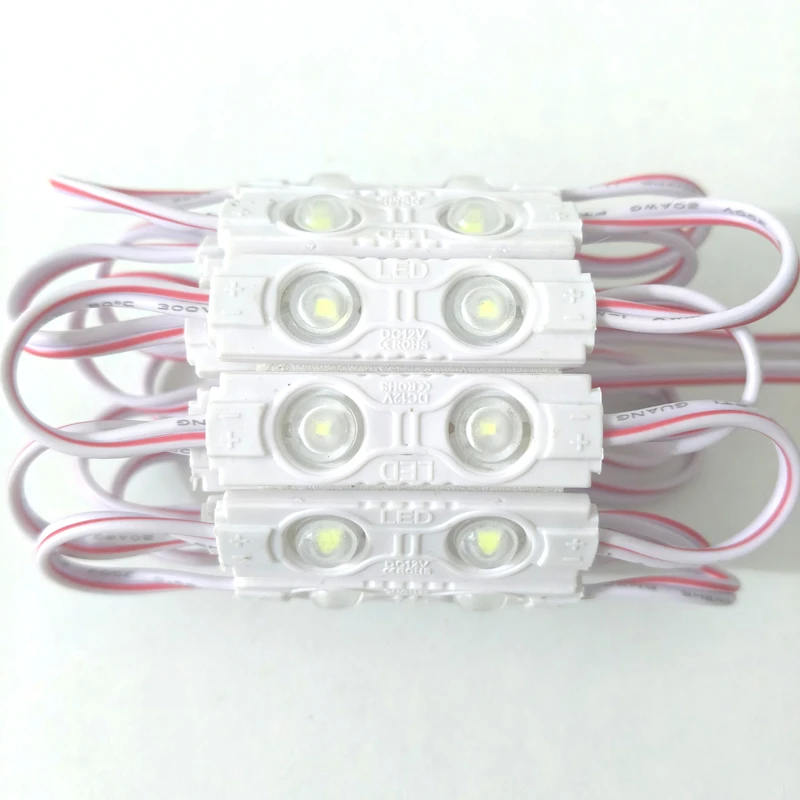 100PCS/Lot 12V LED Modules SMD 2LED 2835 Light for Backlight Waterproof IP65 Shop Signs White Warm Blue Green Red Color