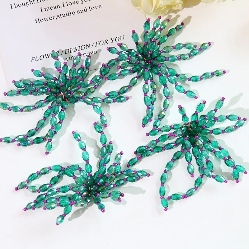 Shoe Charms Clear Crystal Beaded Firework Tassel Flower 1 Piece Korean Ins DIY Decor for Clogs Jelly Crystal Princess Shoes