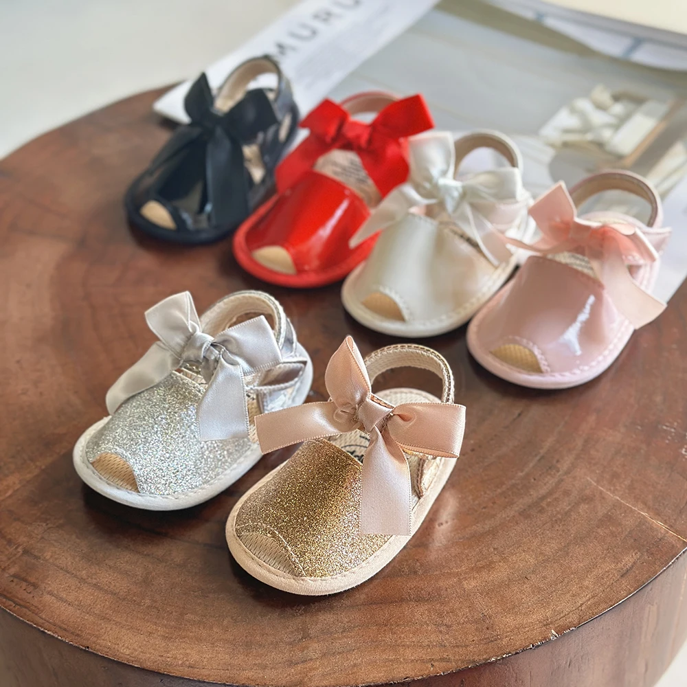 Baby Shoes Summer Baby Boy Girl Shoes Toddler Flats Sandals Soft Sole Anti-Slip Bowknot Crib First Walker Shoes