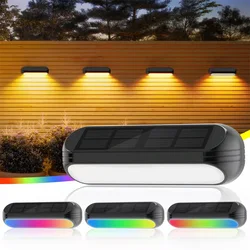 4 Pack Solar Powered LED RGB Lights for Outdoor Garden Decoration Waterproof Deck Fence Lights Stairs External Wall Decor Lamp