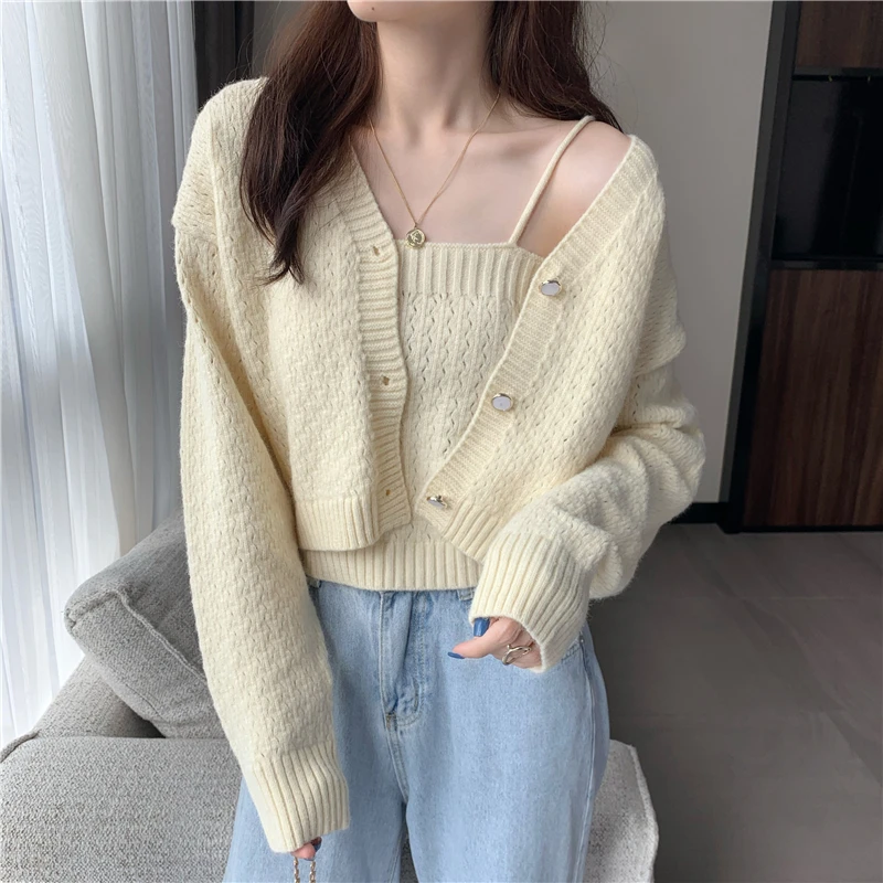 Spicy Girl Short Knitted Open Cardigan New Gentle Style Women's Spring Autumn Retro Hong Kong Flavor Design Sense Sweater