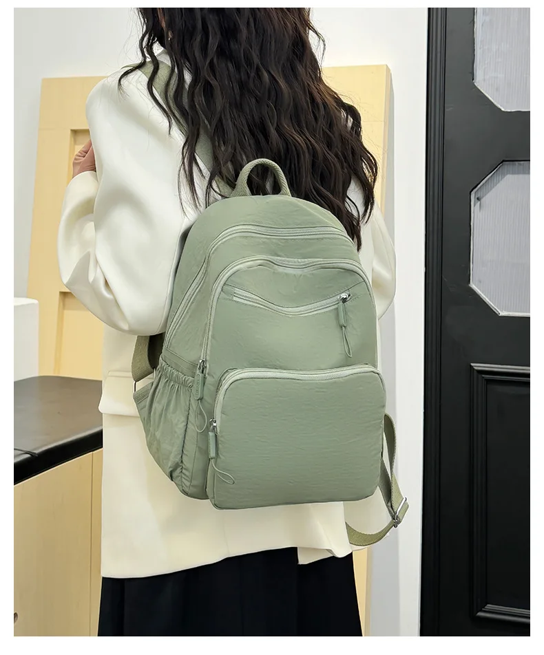 New Womens Lightweight Nylon Small Backpack Multi-Pocket Casual Daypack Convertible Shoulder Bag for Travel Work Daily Use